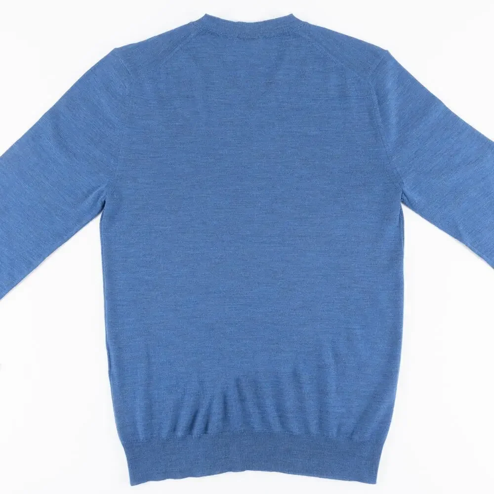 Dior Virgin Wool V-Neck Sweater Men's Small Blue